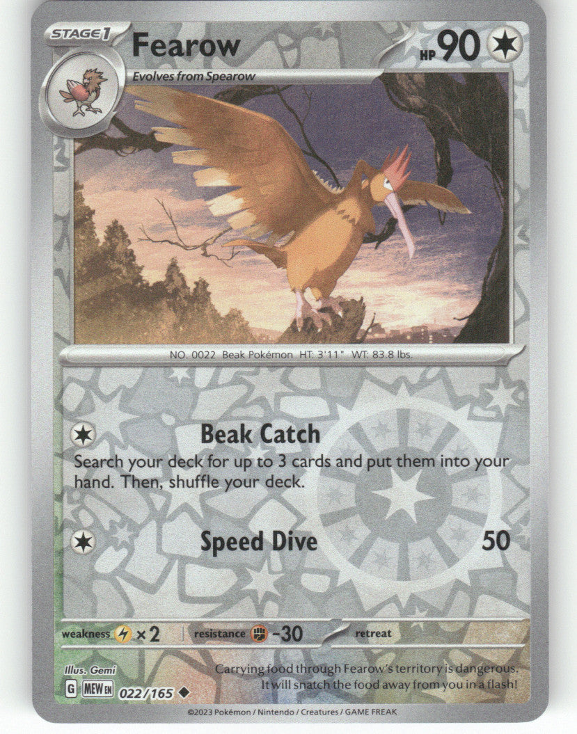 Fearow Reverse Holo Uncommon SV: Scarlet & Violet 151 022/165 NM