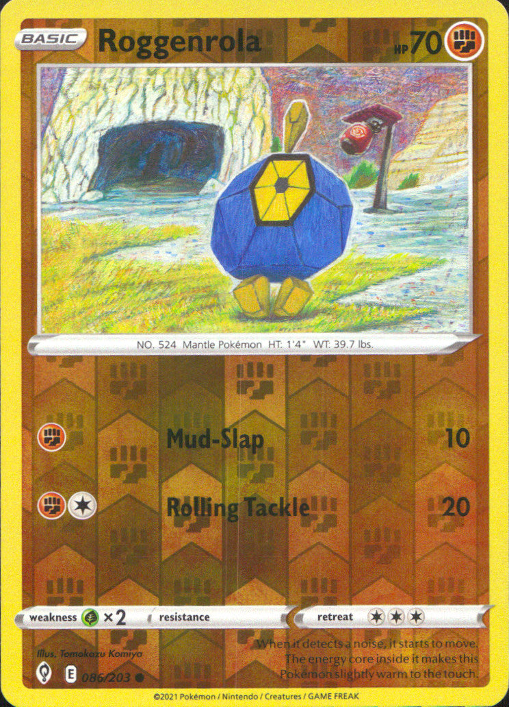 Roggenrola Reverse Holo Common SWSH07: Evolving Skies 086/203 NM