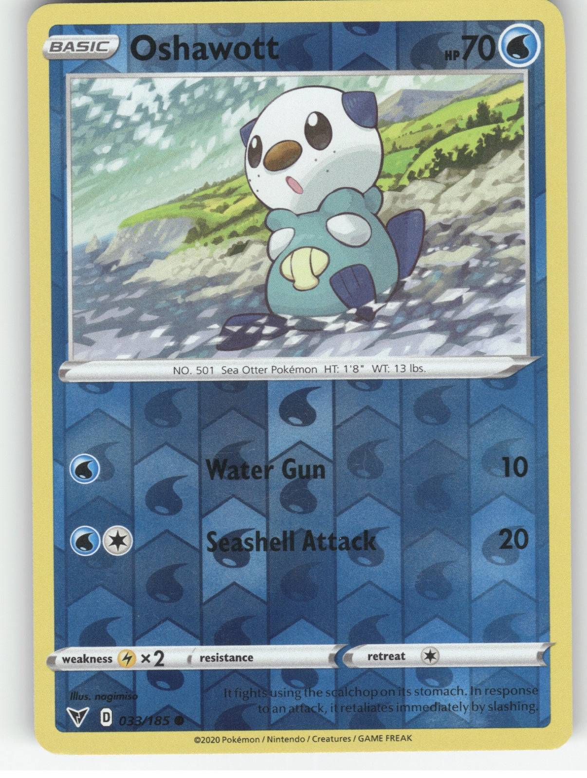 Oshawott Reverse Holo Common SWSH04: Vivid Voltage 033/185 NM