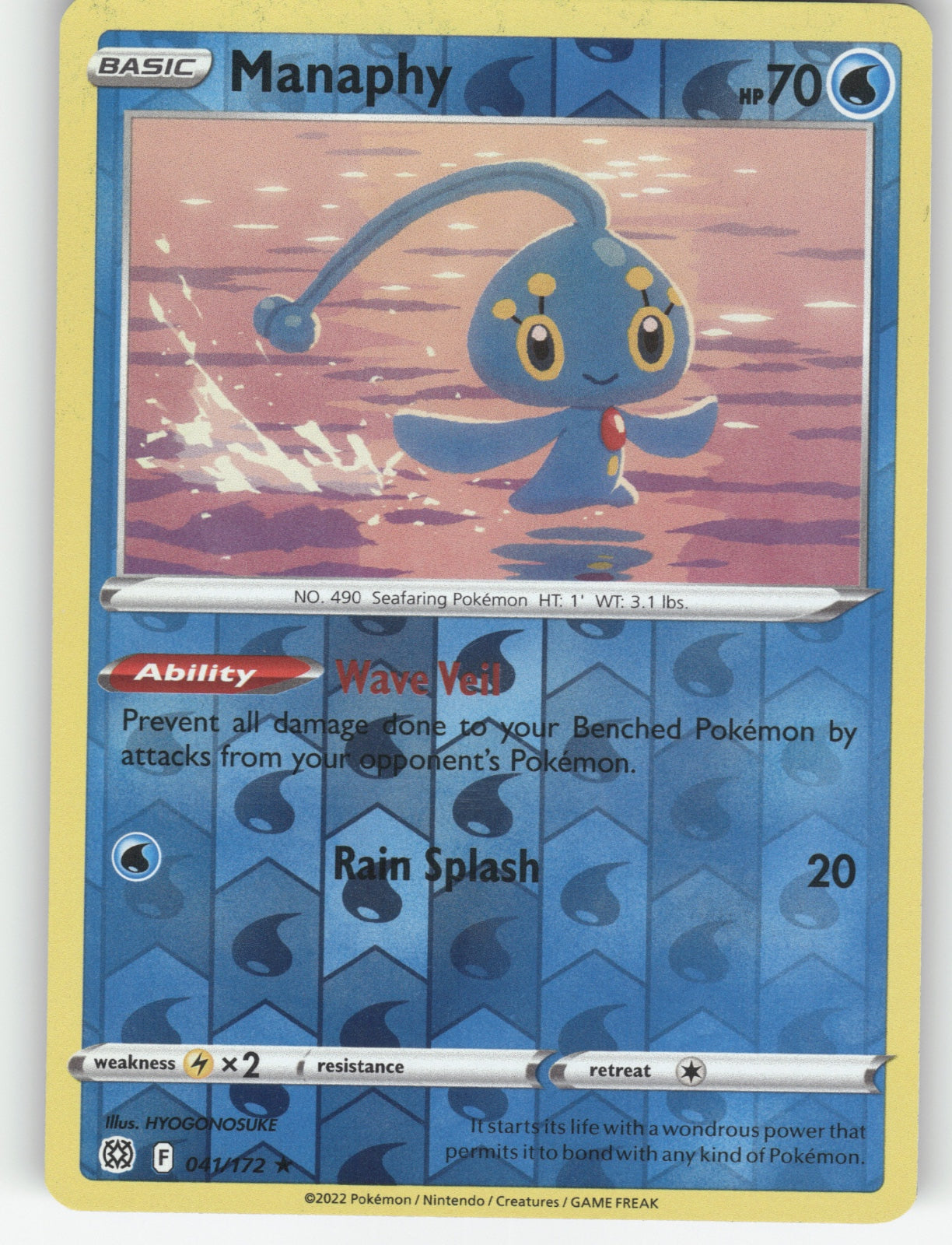 Manaphy Reverse Holo Rare SWSH09: Brilliant Stars 041/172 NM