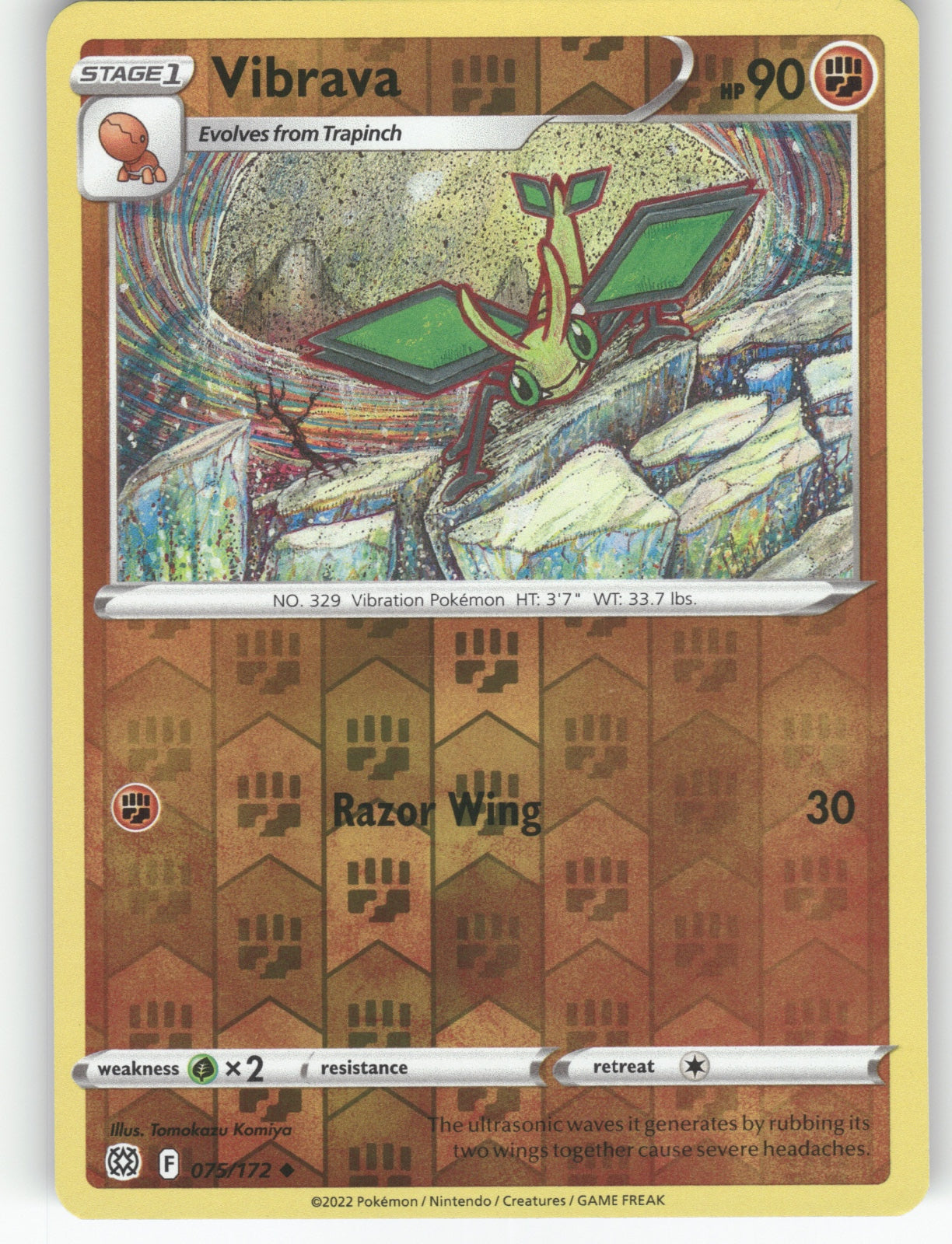 Vibrava Reverse Holo Uncommon SWSH09: Brilliant Stars 075/172 NM