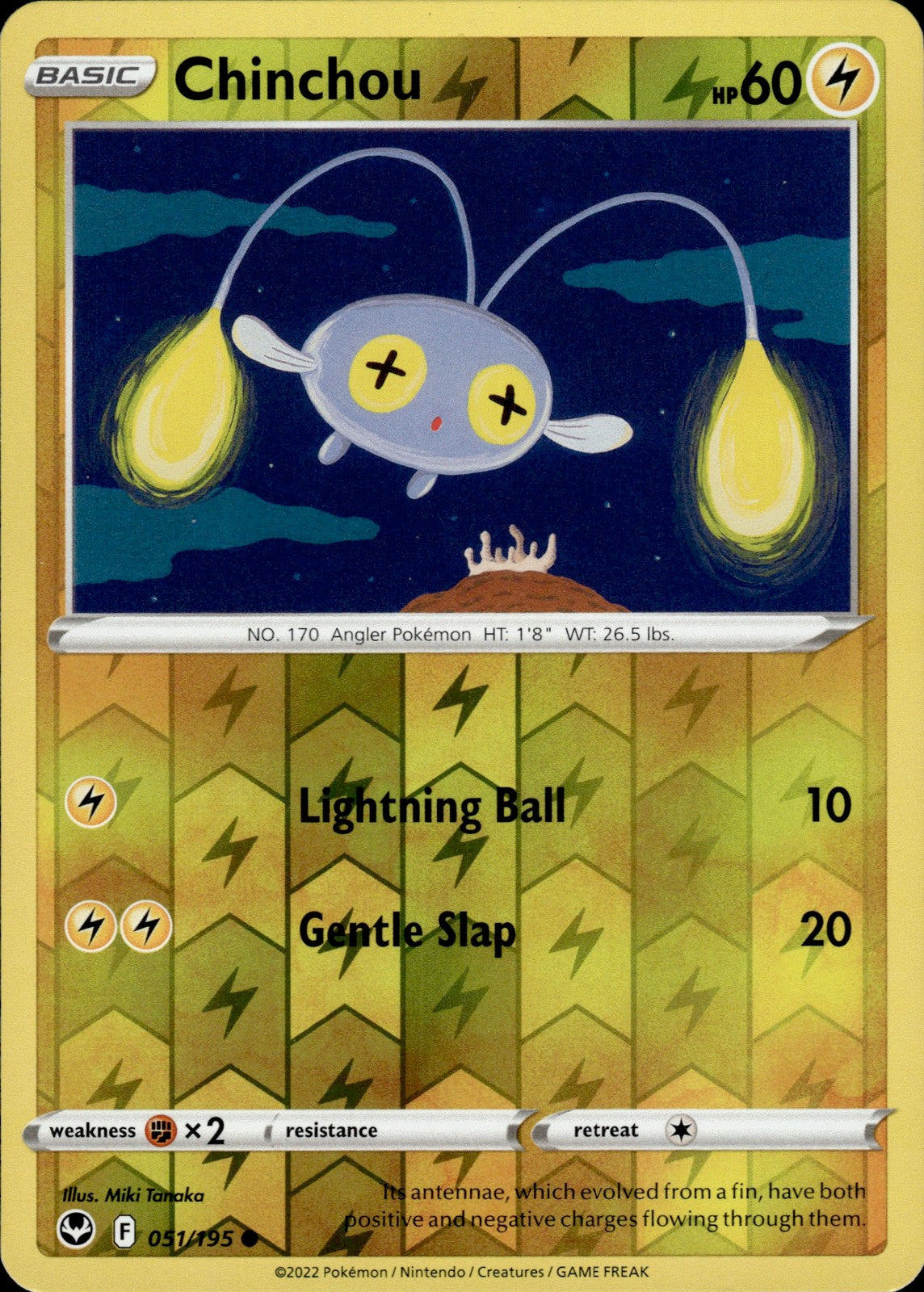 Chinchou Reverse Holo Common SWSH12: Silver Tempest 051/195 NM