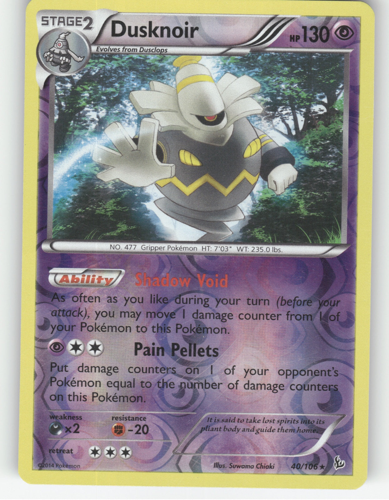 Dusknoir Reverse Holo Holo Rare XY - Flashfire 40/106 NM