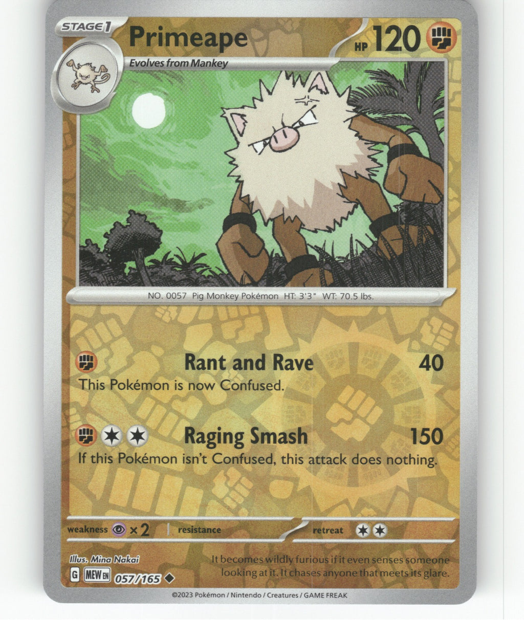 Primeape Reverse Holo Uncommon SV: Scarlet & Violet 151 057/165 NM