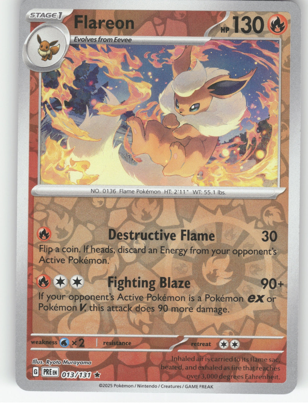 Flareon Reverse Holo Rare SV: Scarlet & Violet 151 136/165 NM