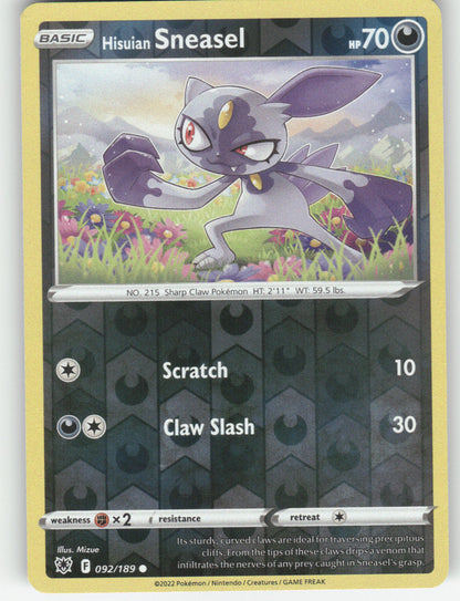 Hisuian Sneasel Reverse Holo Common SWSH10: Astral Radiance 092/189 NM