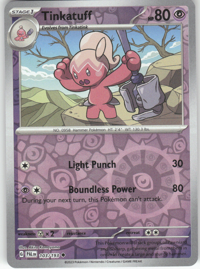 Tinkatuff Reverse Holo Uncommon SV02: Paldea Evolved 103/193 NM