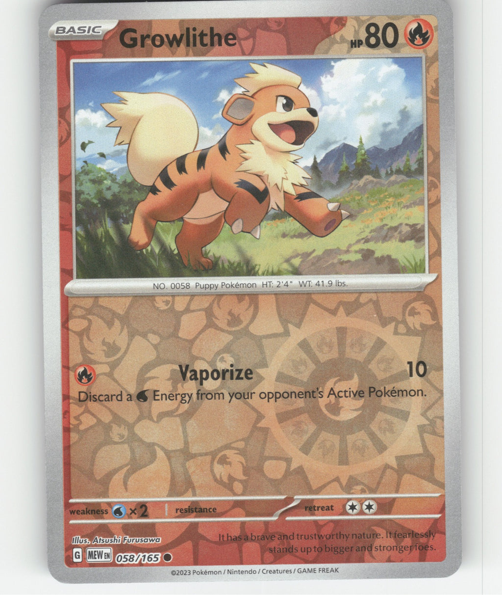 Growlithe Reverse Holo Common SV: Scarlet & Violet 151 058/165 NM