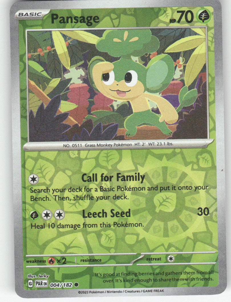 Pansage Reverse Holo Common SV04: Paradox Rift 004/182 NM