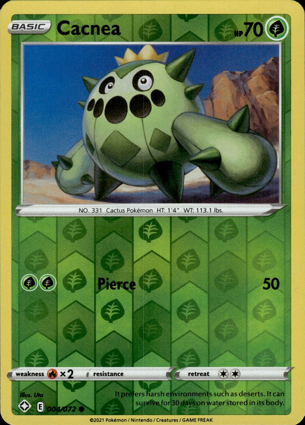 Cacnea Reverse Holo Common Shining Fates 004/072 NM