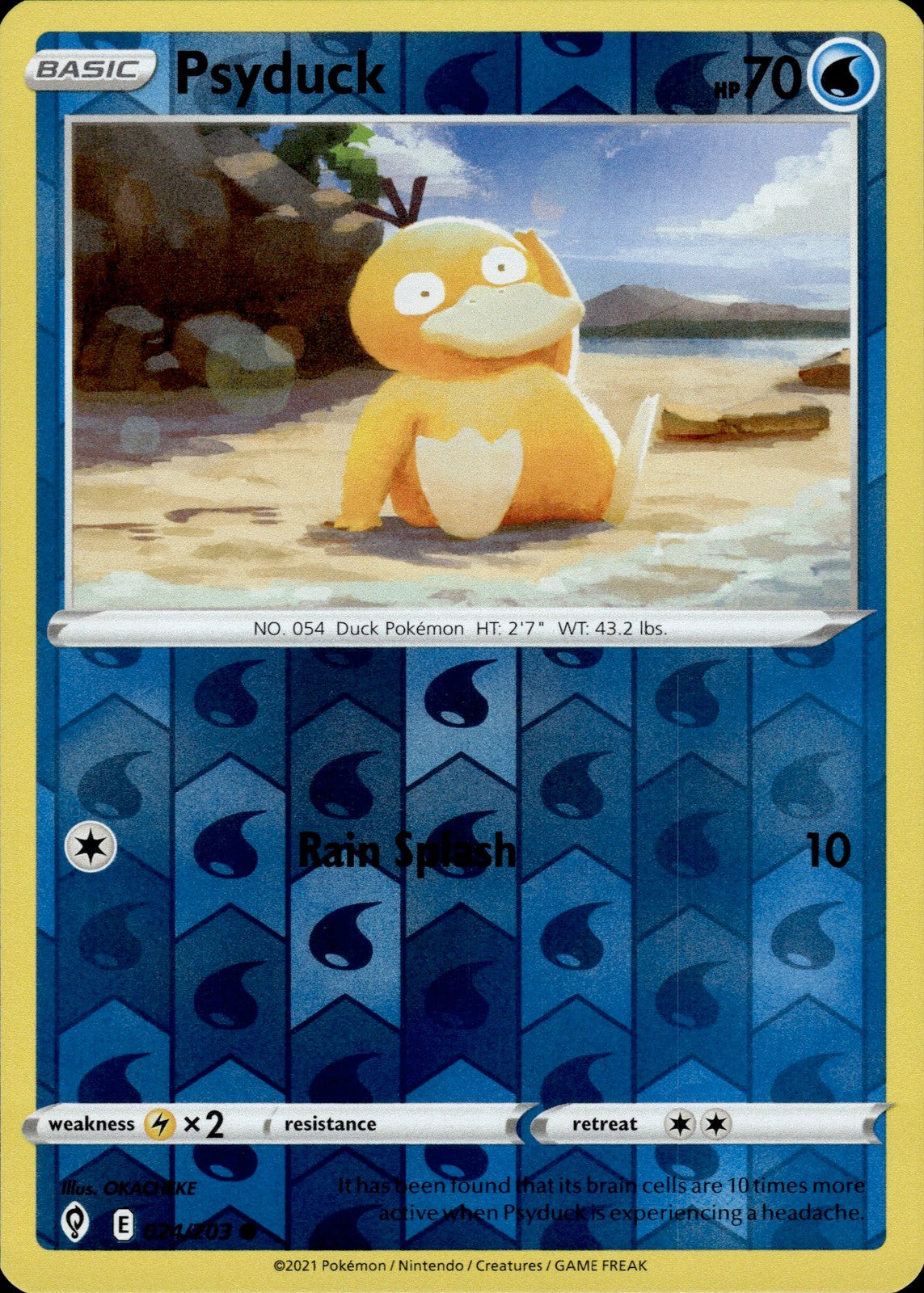 Psyduck Reverse Holo Common SWSH07: Evolving Skies 024/203 NM