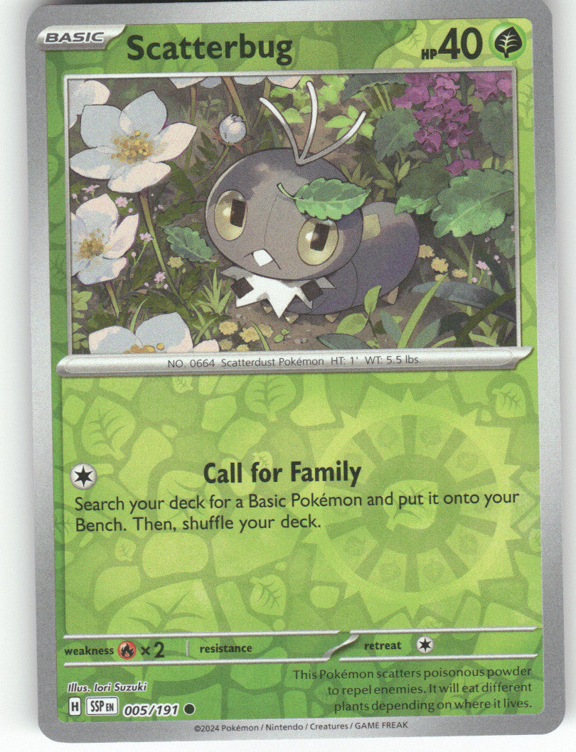 Scatterbug Reverse Holo Common SV08: Surging Sparks 005/191 NM