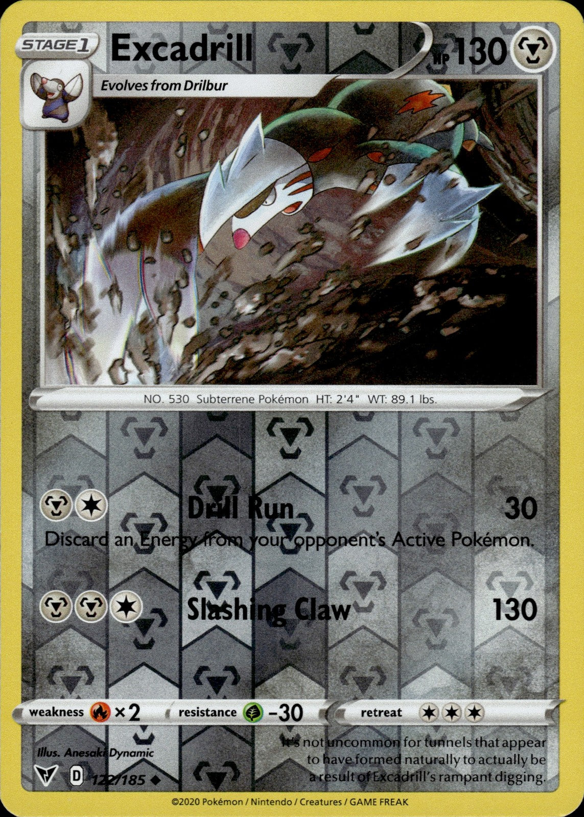 Excadrill Reverse Holo Uncommon SWSH04: Vivid Voltage 122/185 NM