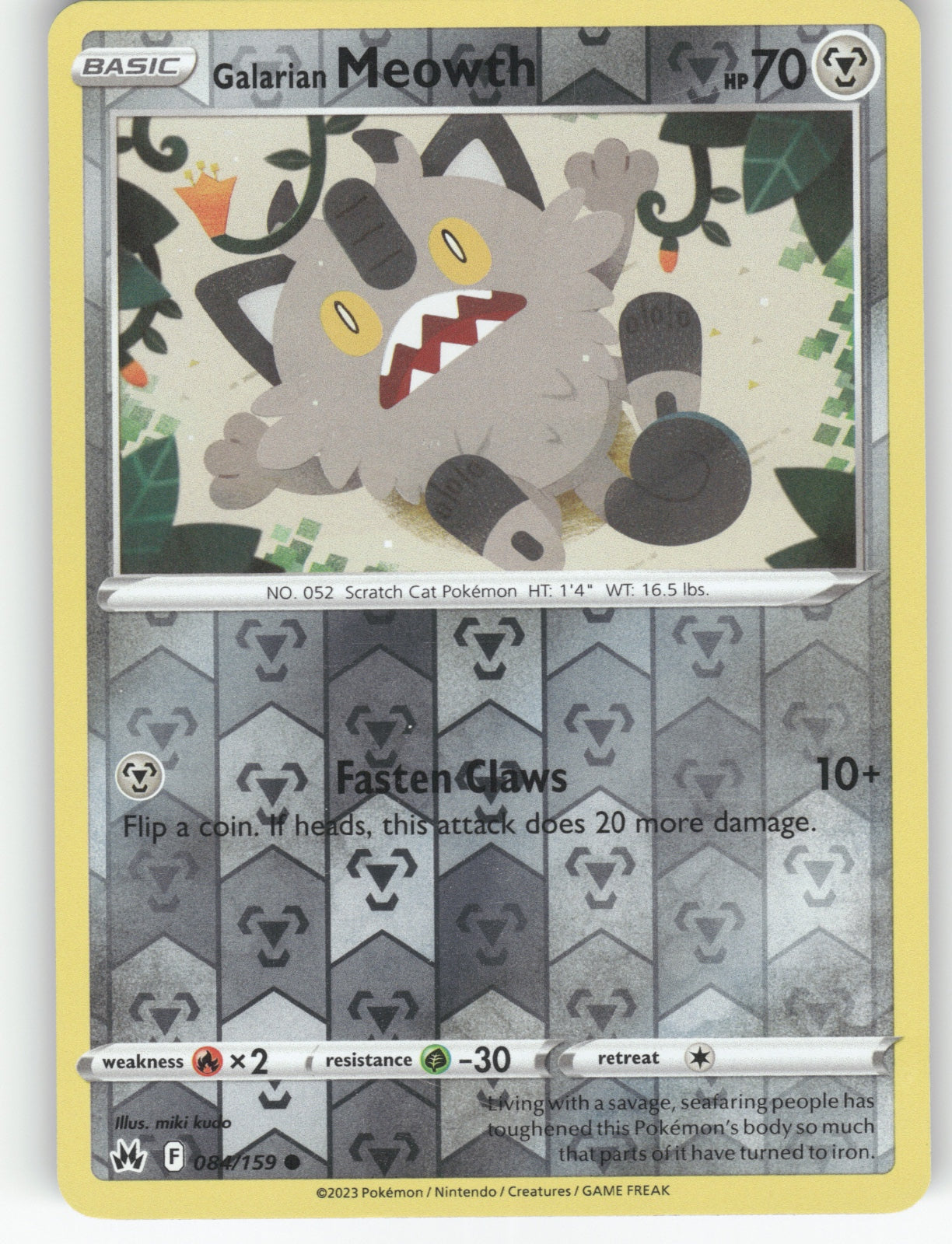 Galarian Meowth Reverse Holo Common SWSH: Crown Zenith 084/159 NM