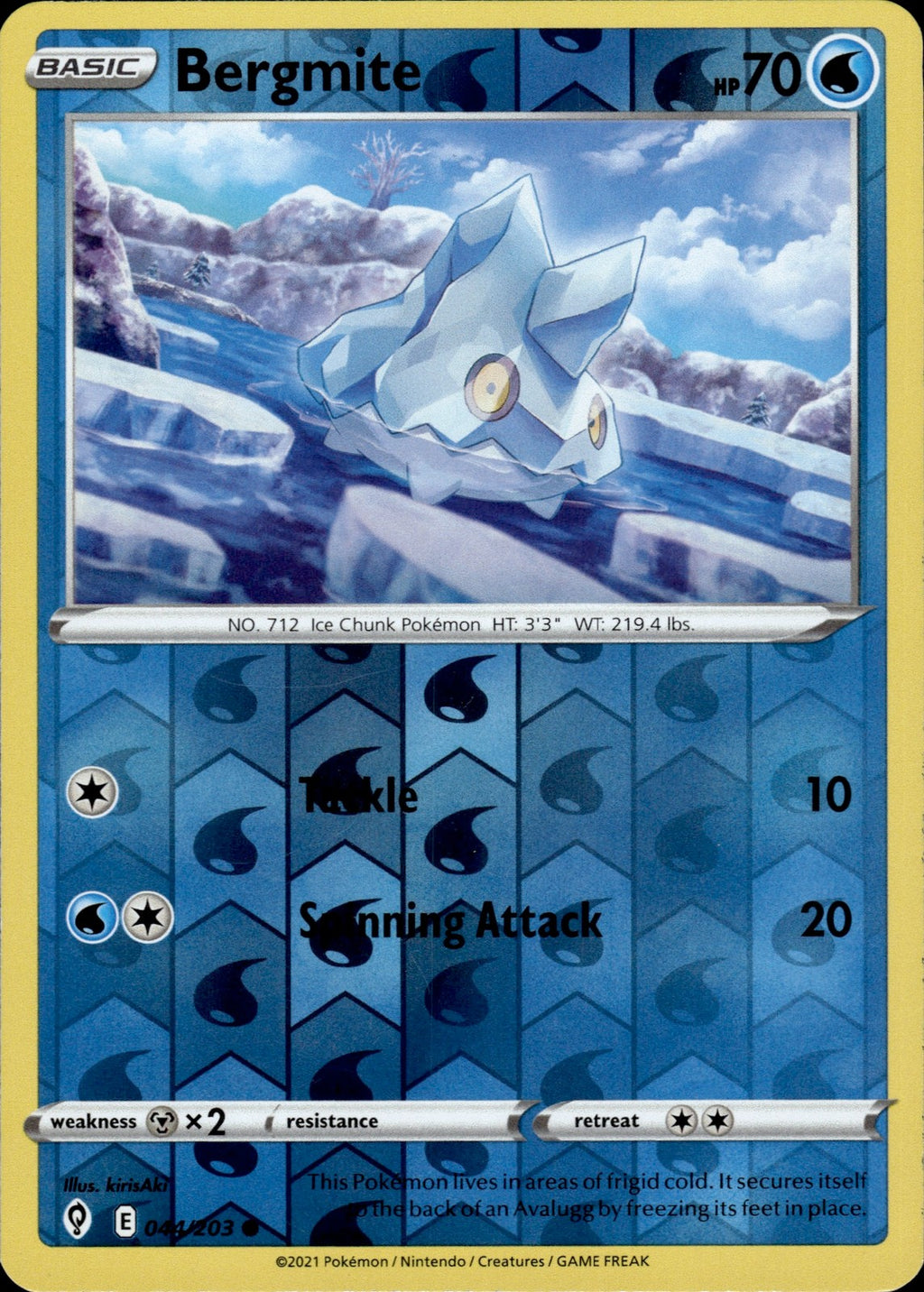 Bergmite Reverse Holo Common SWSH07: Evolving Skies 044/203 NM