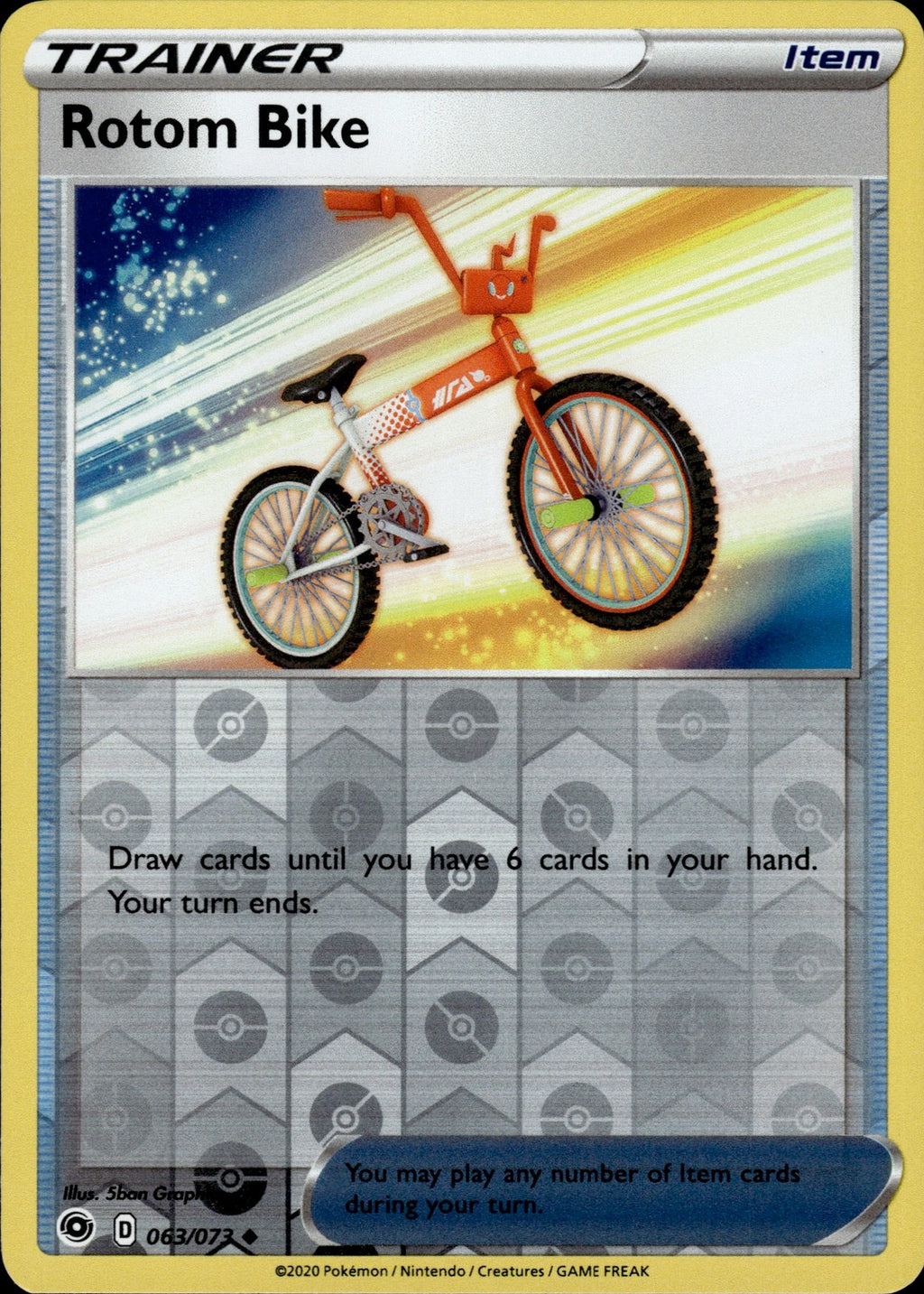 Rotom Bike Reverse Holo Uncommon Champion's Path 63/73 NM