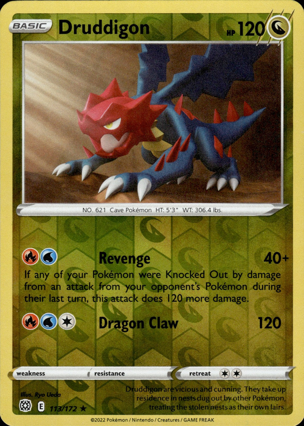 Druddigon Reverse Holo Rare SWSH09: Brilliant Stars 113/172 NM