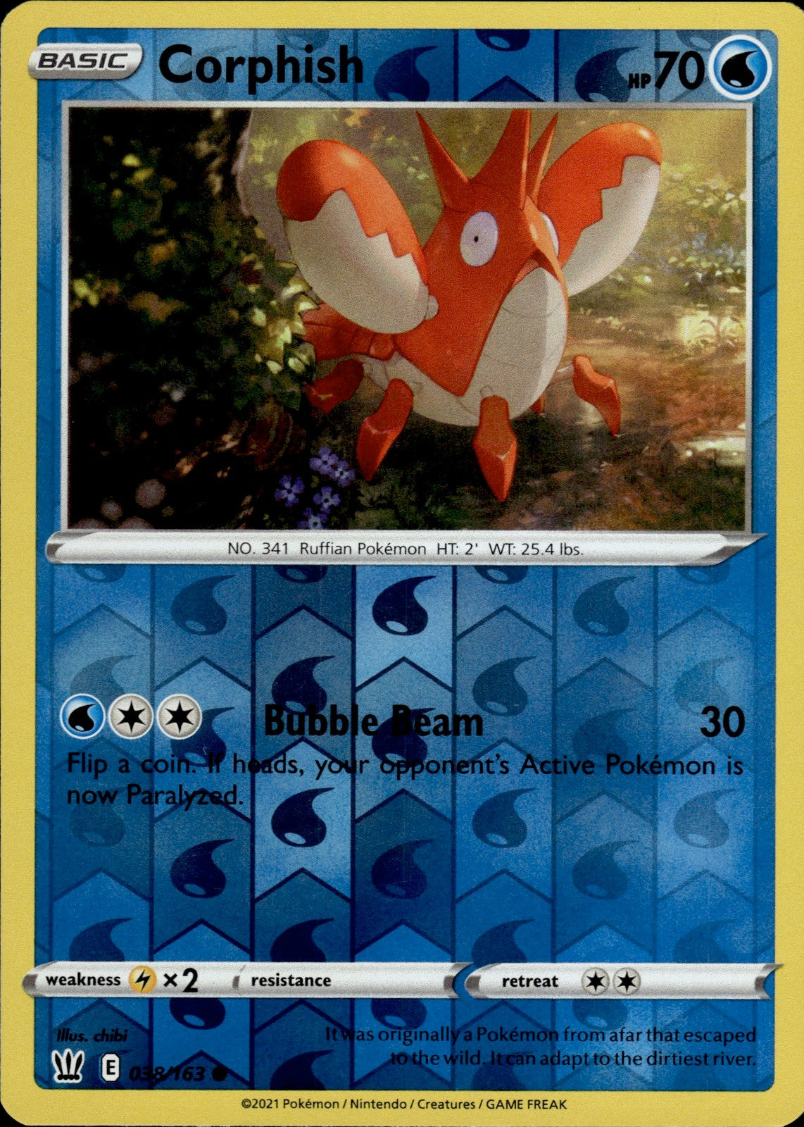Corphish Reverse Holo Common SWSH05: Battle Styles 038/163 NM