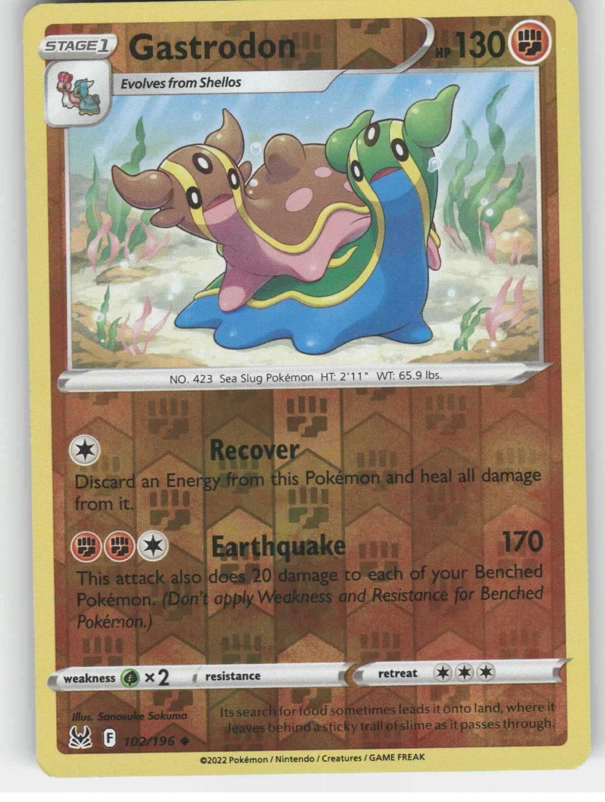 Gastrodon Reverse Holo Uncommon SWSH11: Lost Origin 102/196 NM