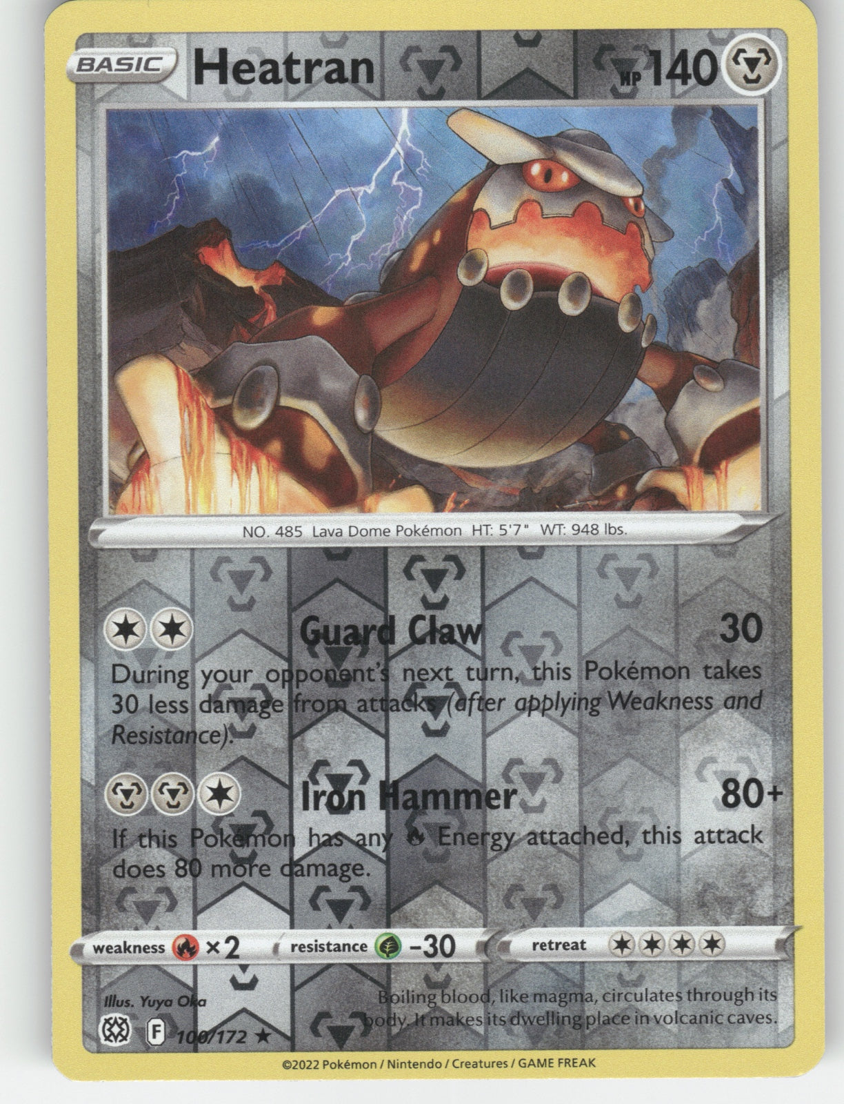 Heatran Reverse Holo Rare SWSH09: Brilliant Stars 100/172 NM