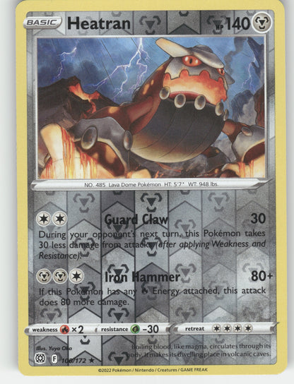 Heatran Reverse Holo Rare SWSH09: Brilliant Stars 100/172 NM