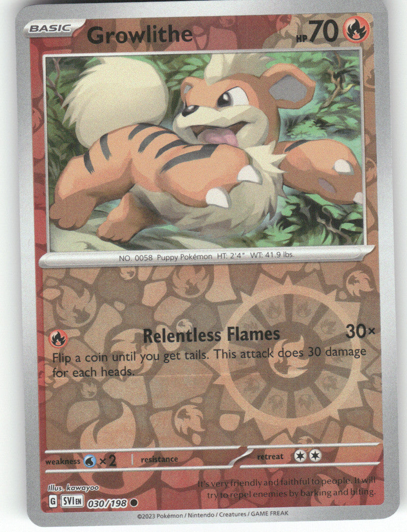 Growlithe Reverse Holo Common SV01: Scarlet & Violet Base Set 030/198 NM
