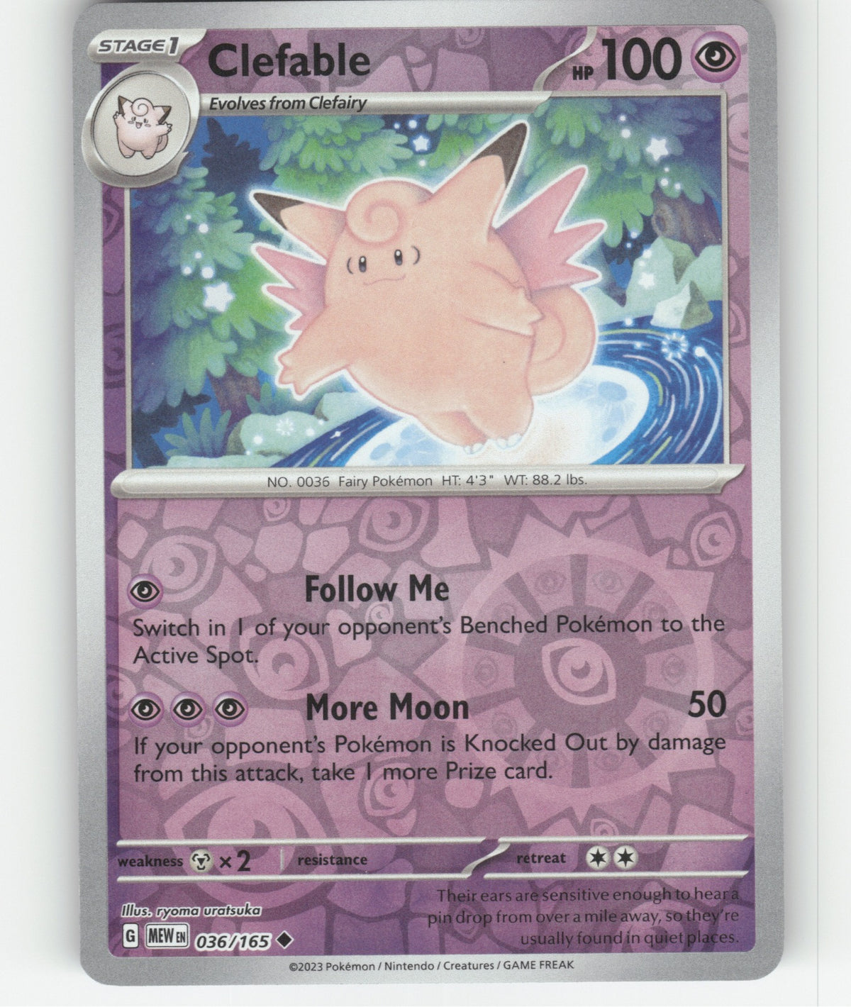 Clefable Reverse Holo Uncommon SV: Scarlet & Violet 151 036/165 NM