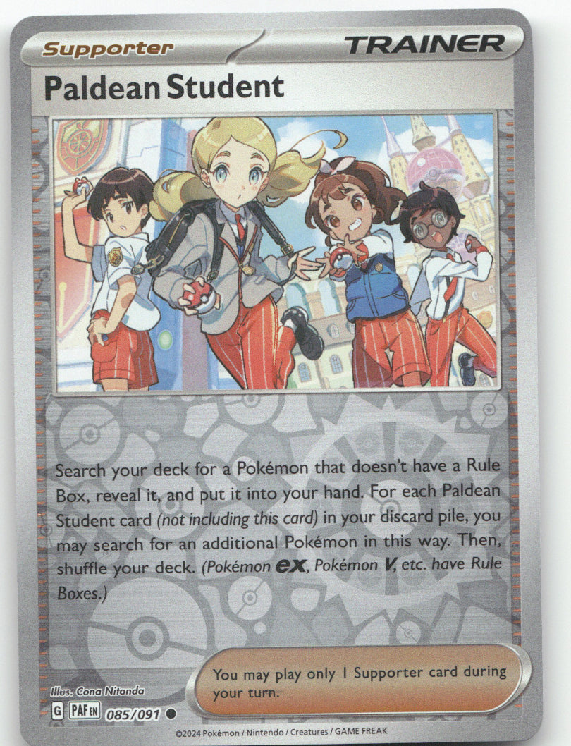 Paldean Student Reverse Holo Common SV: Paldean Fates 085/091 NM