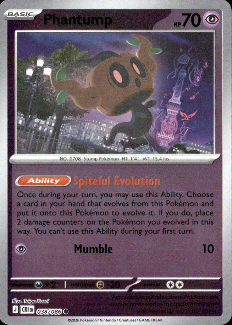 Phantump Reverse Holo Common ME04: Chaos Rising 038/086 NM