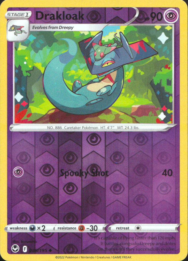 Drakloak Reverse Holo Uncommon SWSH12: Silver Tempest 088/195 NM