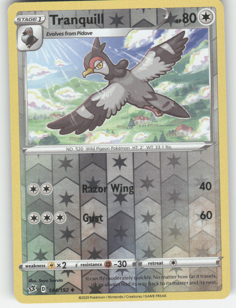 Tranquill Reverse Holo Uncommon SWSH02: Rebel Clash 144/192 NM