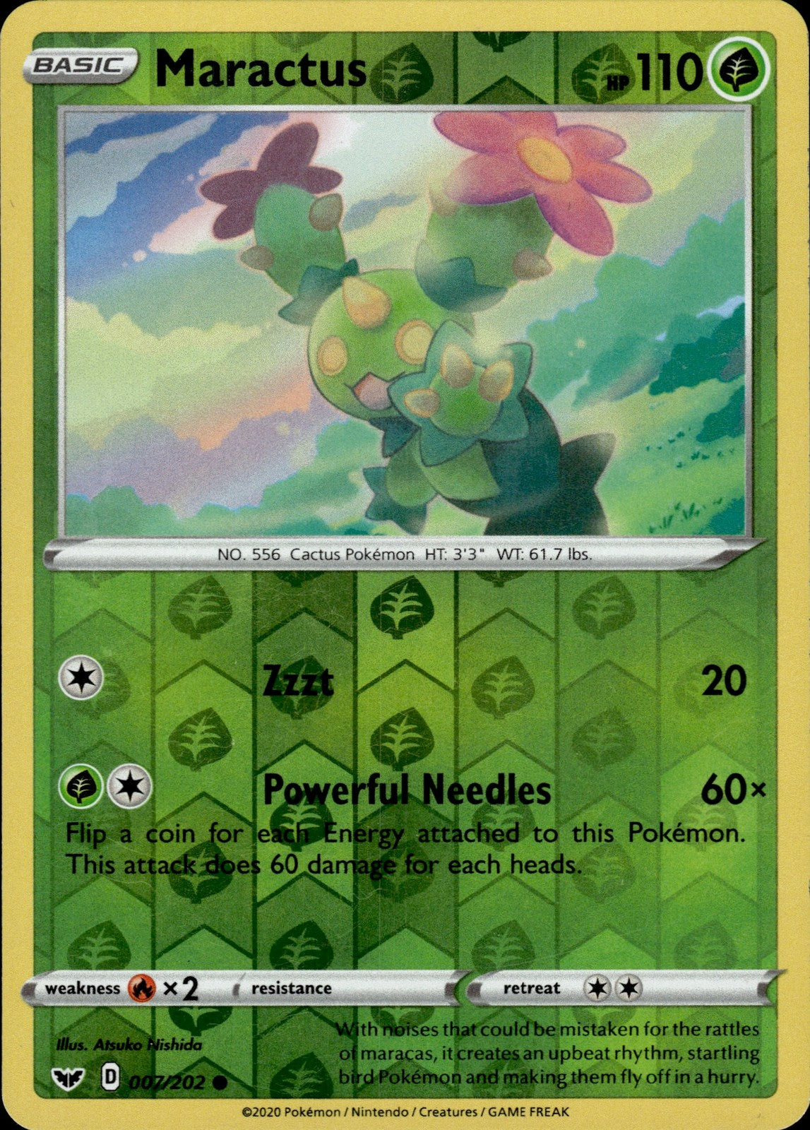 Maractus Reverse Holo Common SWSH01: Sword & Shield Base Set 007/202 NM