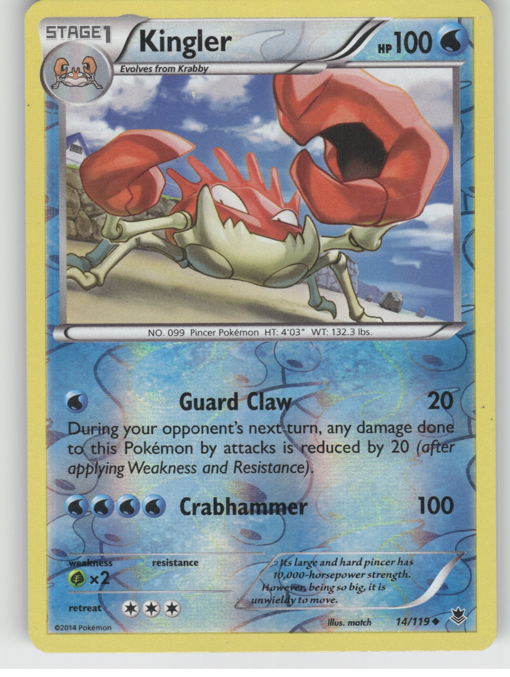 Kingler Reverse Holo Uncommon XY - Phantom Forces 14/119 NM