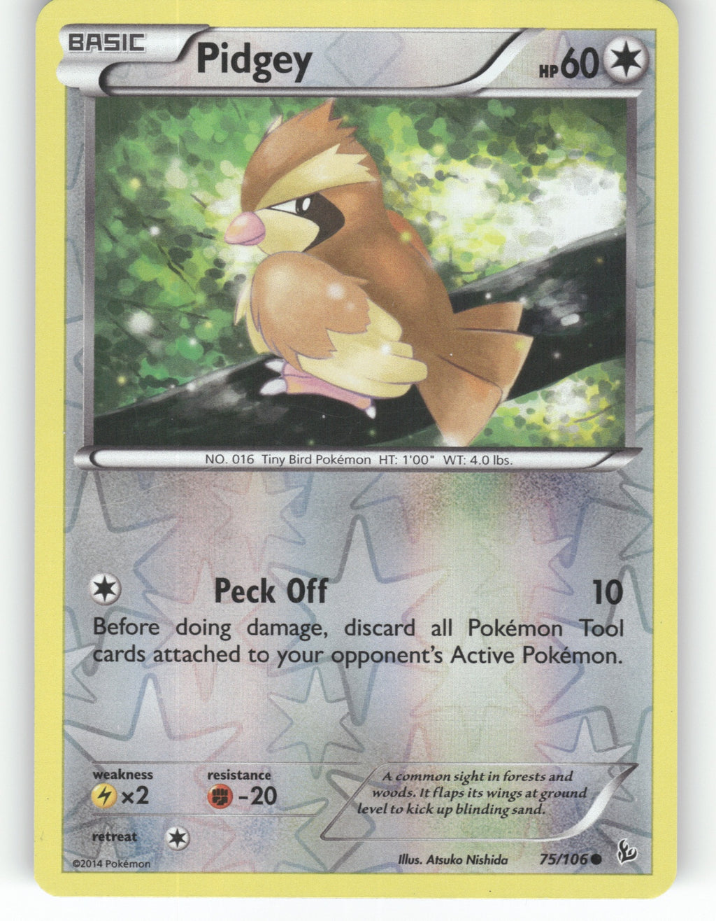 Pidgey Reverse Holo Common XY - Flashfire 75/106 NM