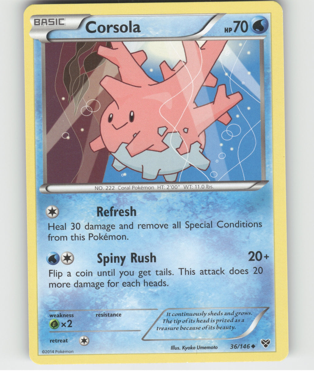 Corsola Uncommon XY Base Set 36/146 LP