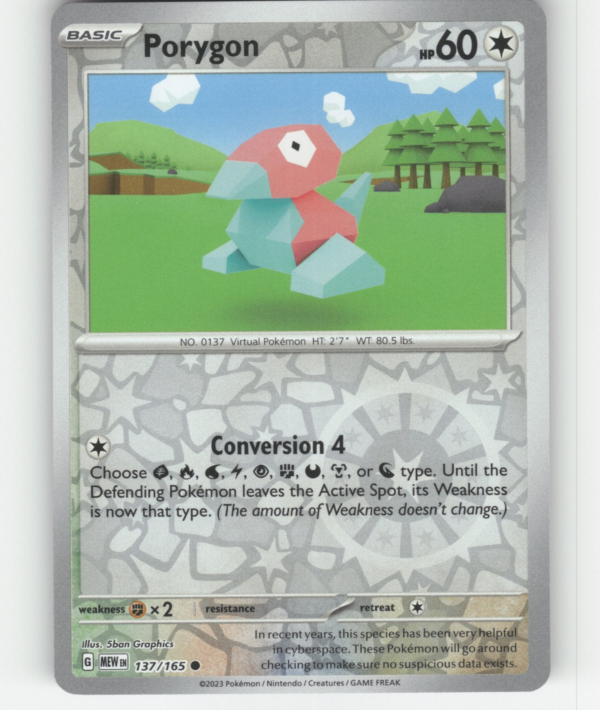 Porygon Reverse Holo Common SV: Scarlet & Violet 151 137/165 NM