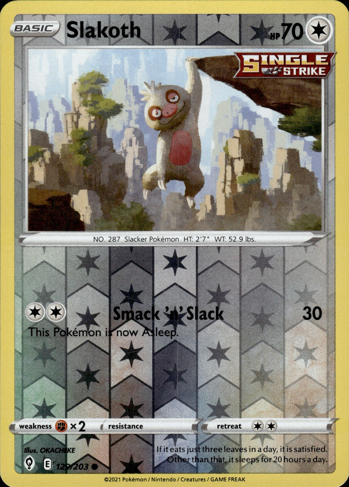 Slakoth Reverse Holo Common SWSH07: Evolving Skies 129/203 NM
