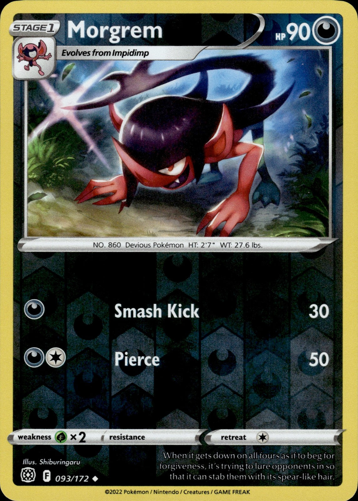 Morgrem Reverse Holo Uncommon SWSH09: Brilliant Stars 093/172 NM