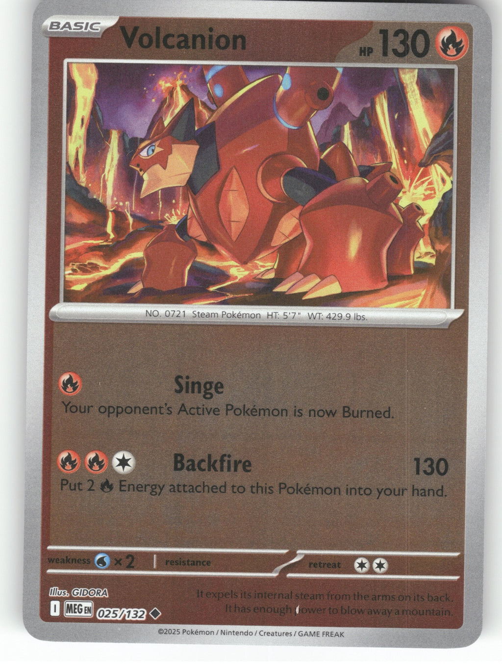 Volcanion Reverse Holo Uncommon ME01: Mega Evolution 025/132 NM