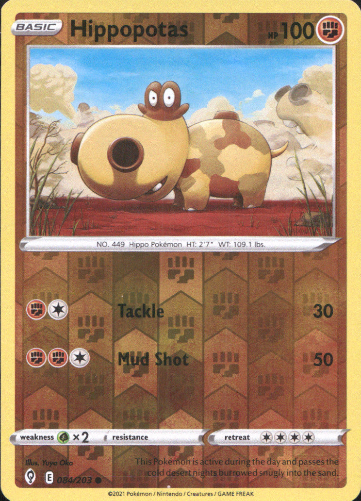 Hippopotas Reverse Holo Common SWSH07: Evolving Skies 084/203 NM