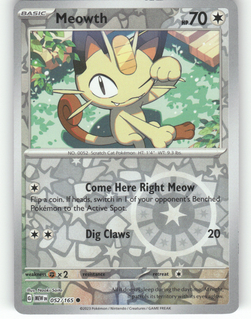 Meowth Reverse Holo Common SV: Scarlet & Violet 151 052/165 NM
