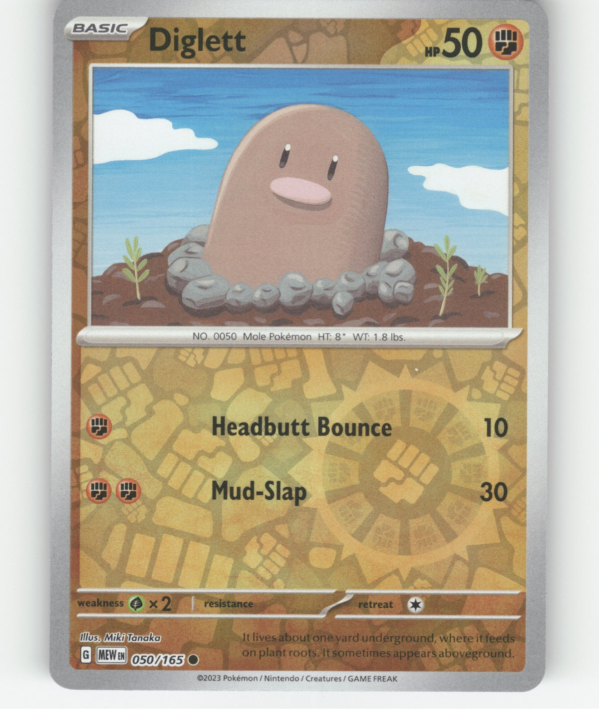Diglett Reverse Holo Common SV: Scarlet & Violet 151 050/165 NM