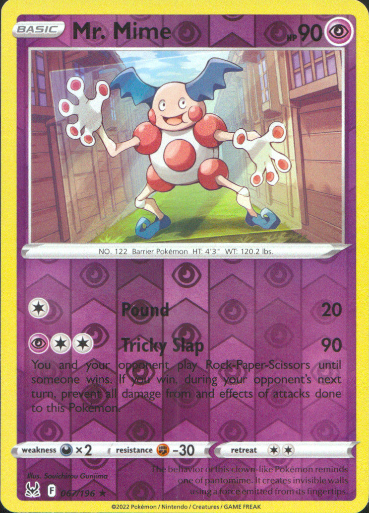 Mr. Mime Reverse Holo Rare SWSH11: Lost Origin 067/196 NM