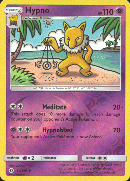 Hypno Reverse Holo Uncommon SM Base Set 60/149 NM