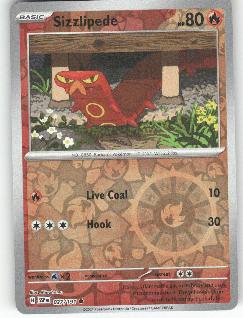 Sizzlipede Reverse Holo Common SV08: Surging Sparks 027/191 NM
