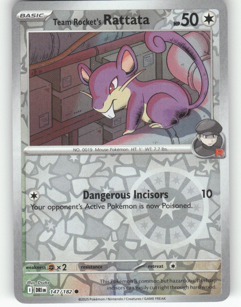 Team Rocket's Rattata Reverse Holo Common SV10: Destined Rivals 147/182 NM