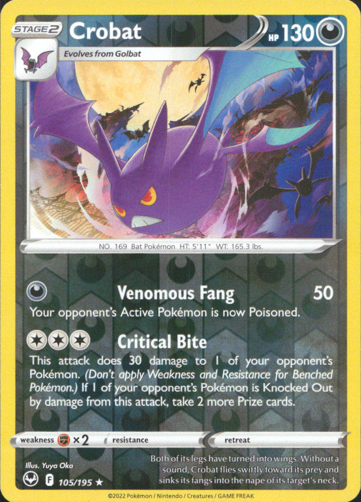Crobat Reverse Holo Holo Rare SWSH12: Silver Tempest 105/195 NM
