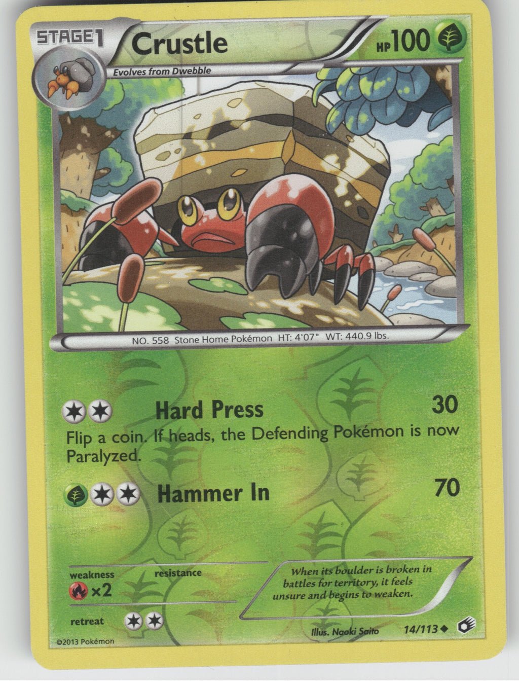 Crustle Reverse Holo Uncommon Legendary Treasures 14/113 LP