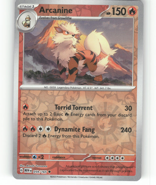 Arcanine Reverse Holo Uncommon SV: Scarlet & Violet 151 059/165 NM