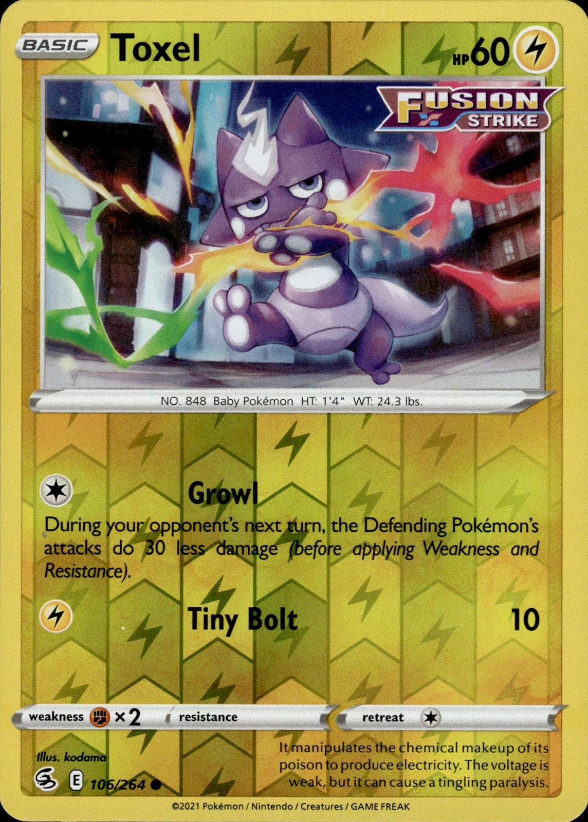 Toxel (106) Reverse Holo Common SWSH08: Fusion Strike 106/264 NM